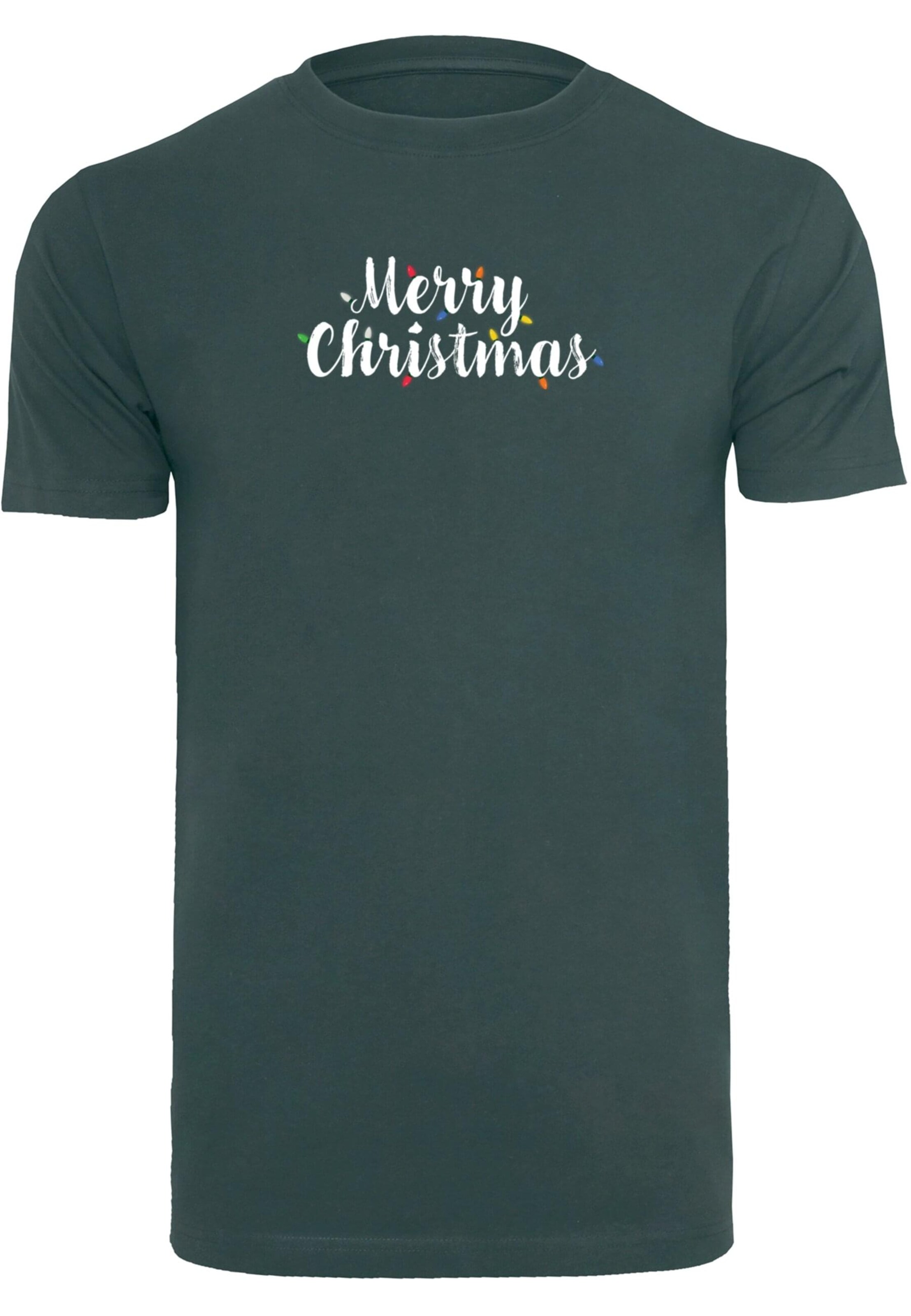 Merchcode Shirt 'Merry Christmas Lights' in Green: front