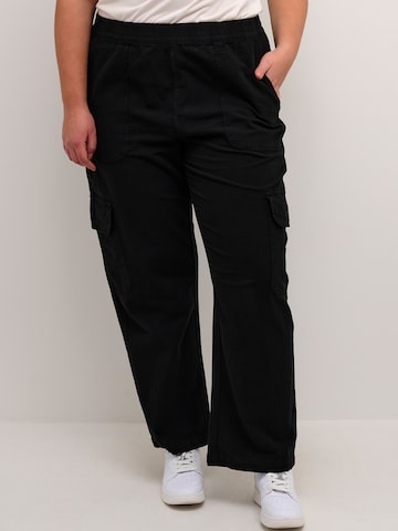 Regular Pantalon cargo 'Nana' KAFFE CURVE en noir : devant