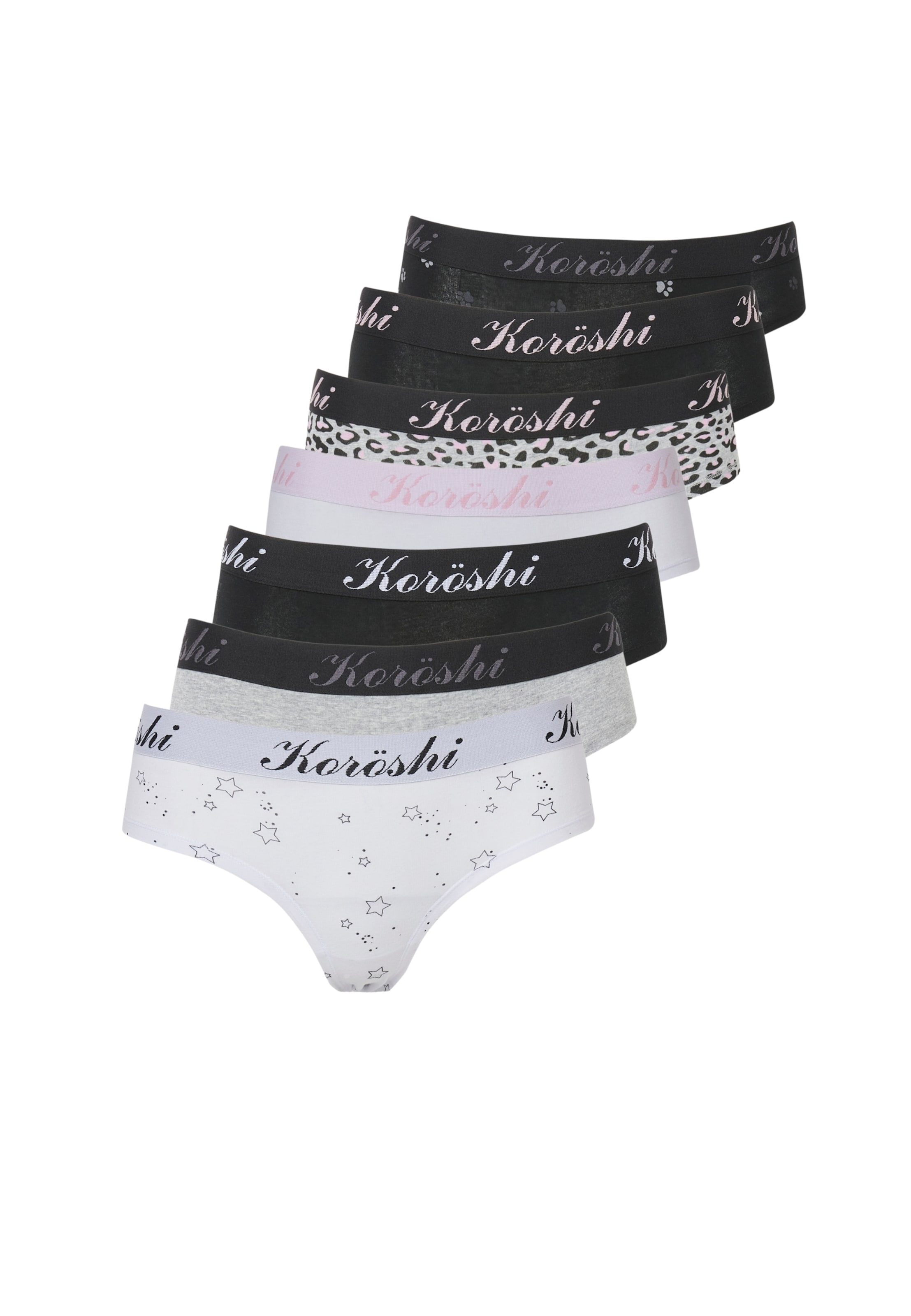 Chiloți KOROSHI pe gri / roz / negru / alb, Vizualizare produs