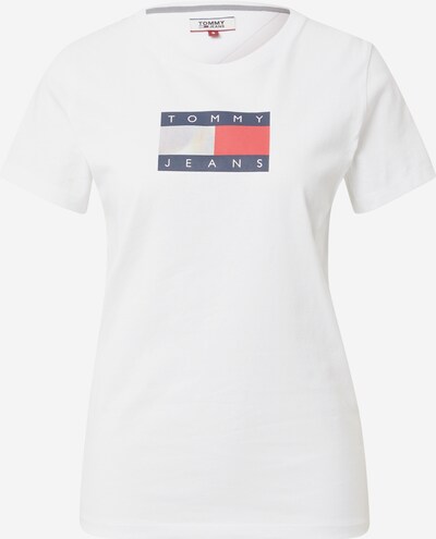 Tommy Jeans T-shirt en bleu foncé / melon / blanc cassé, Vue avec produit