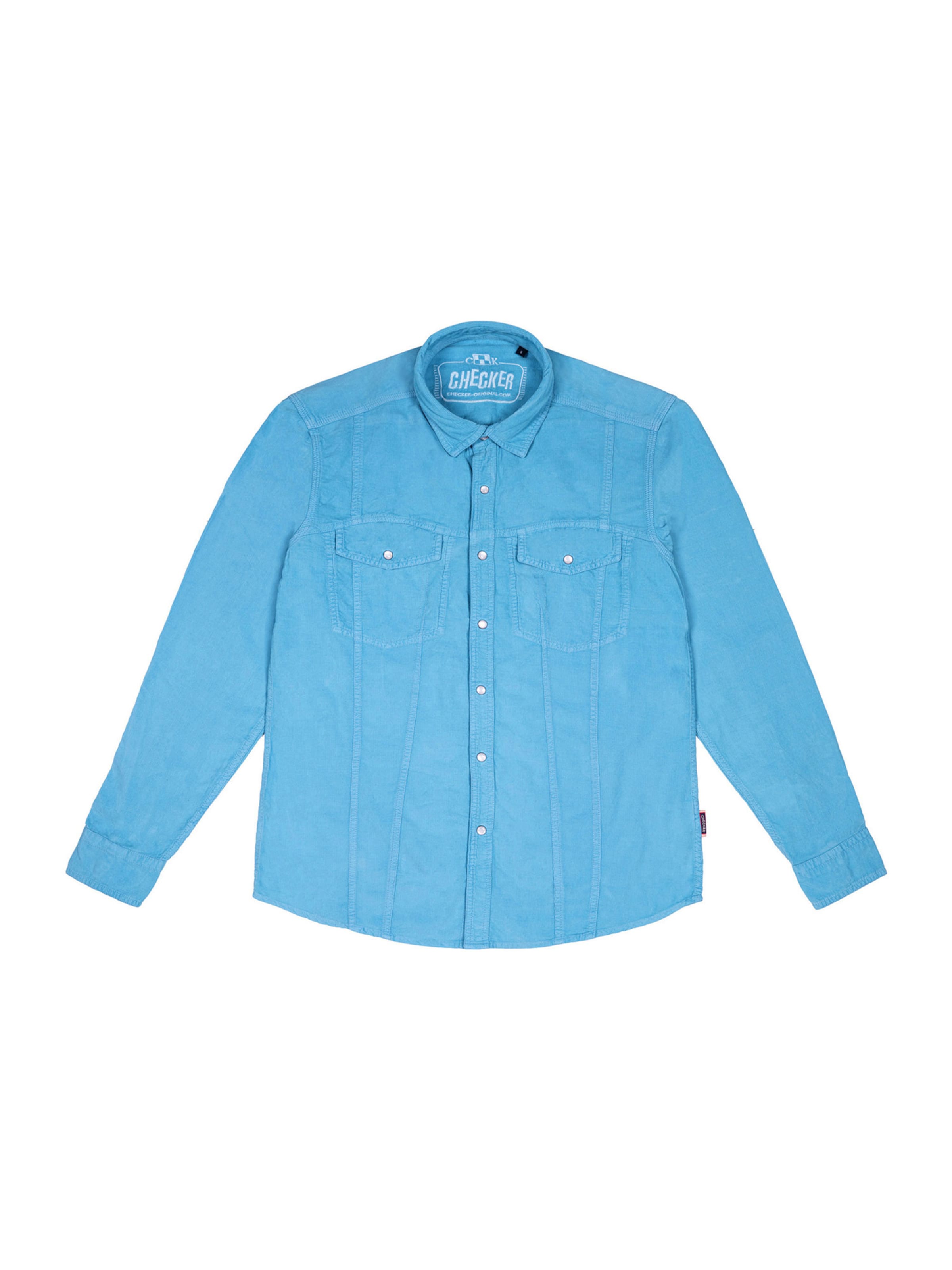 Chemise ' Dynasty Cord ' Checker en bleu : devant