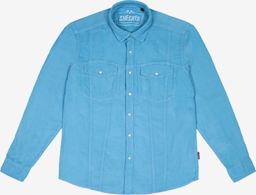 Checker Button Up Shirt ' Dynasty Cord ' in Blue: front