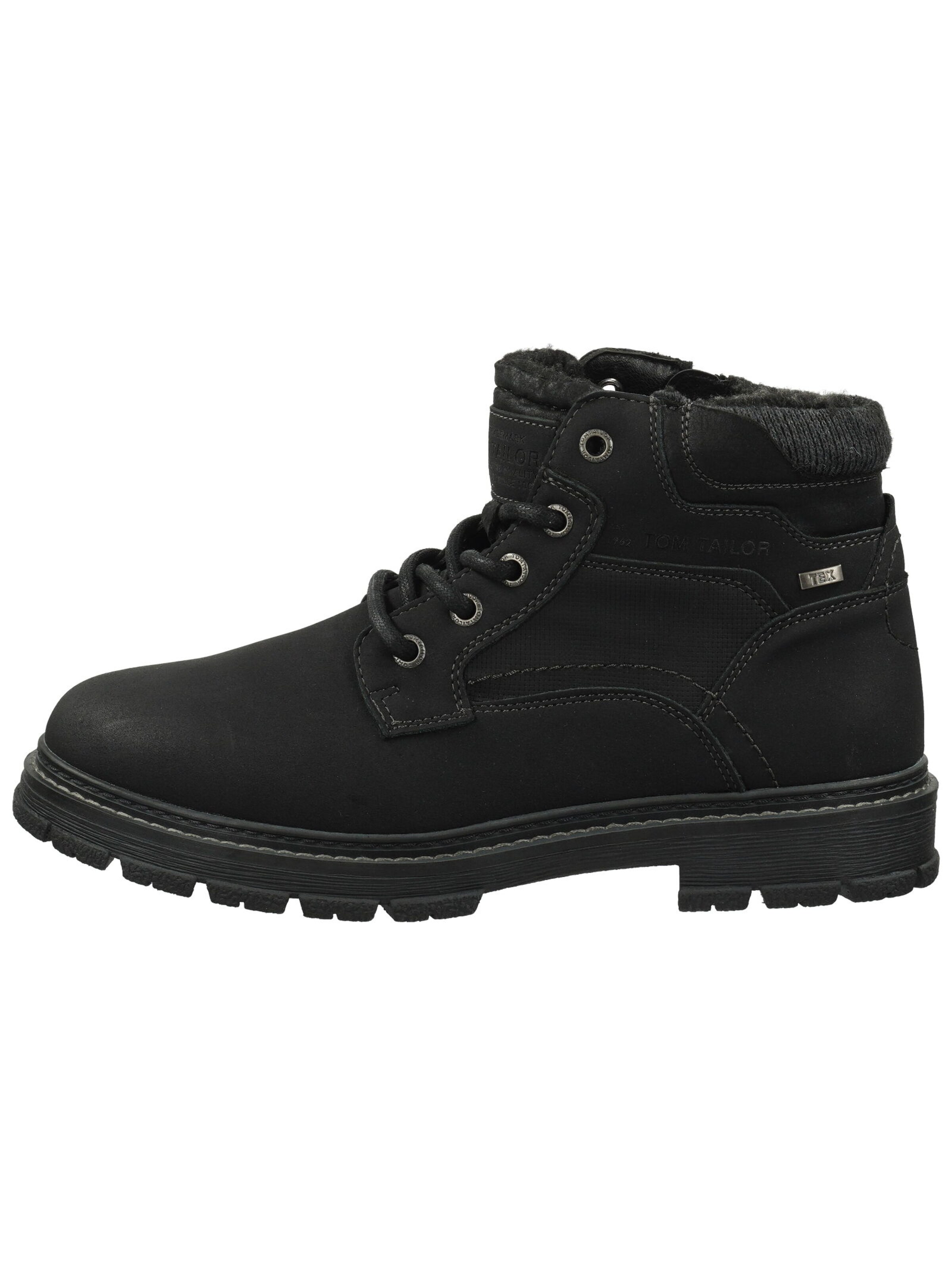 TOM TAILOR Schnürboots in Schwarz