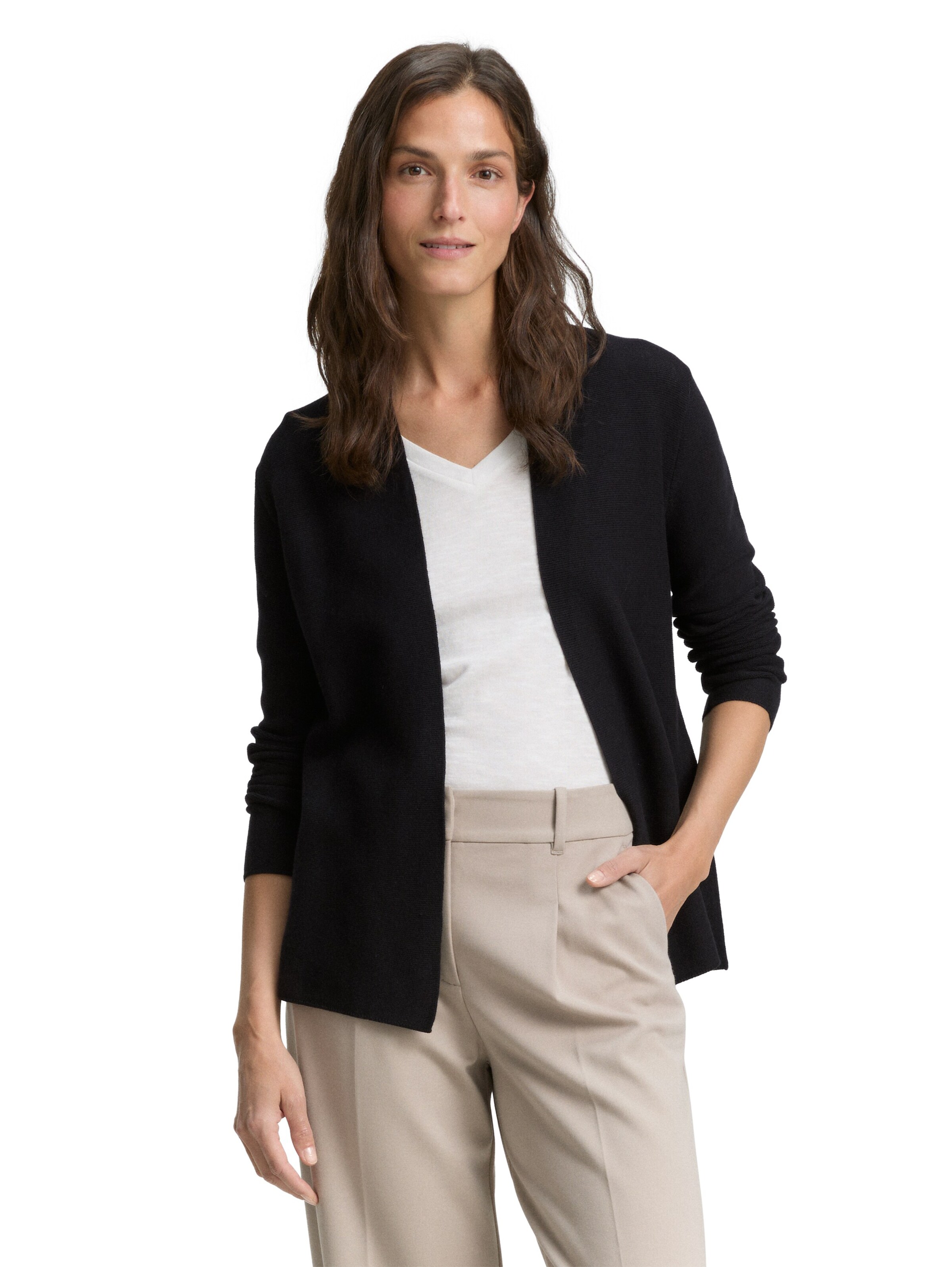 TOM TAILOR Knit Cardigan in Black: front