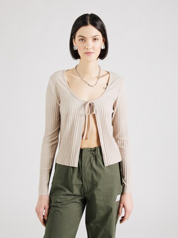 VILA Knit Cardigan 'RIBINI' in Beige: front