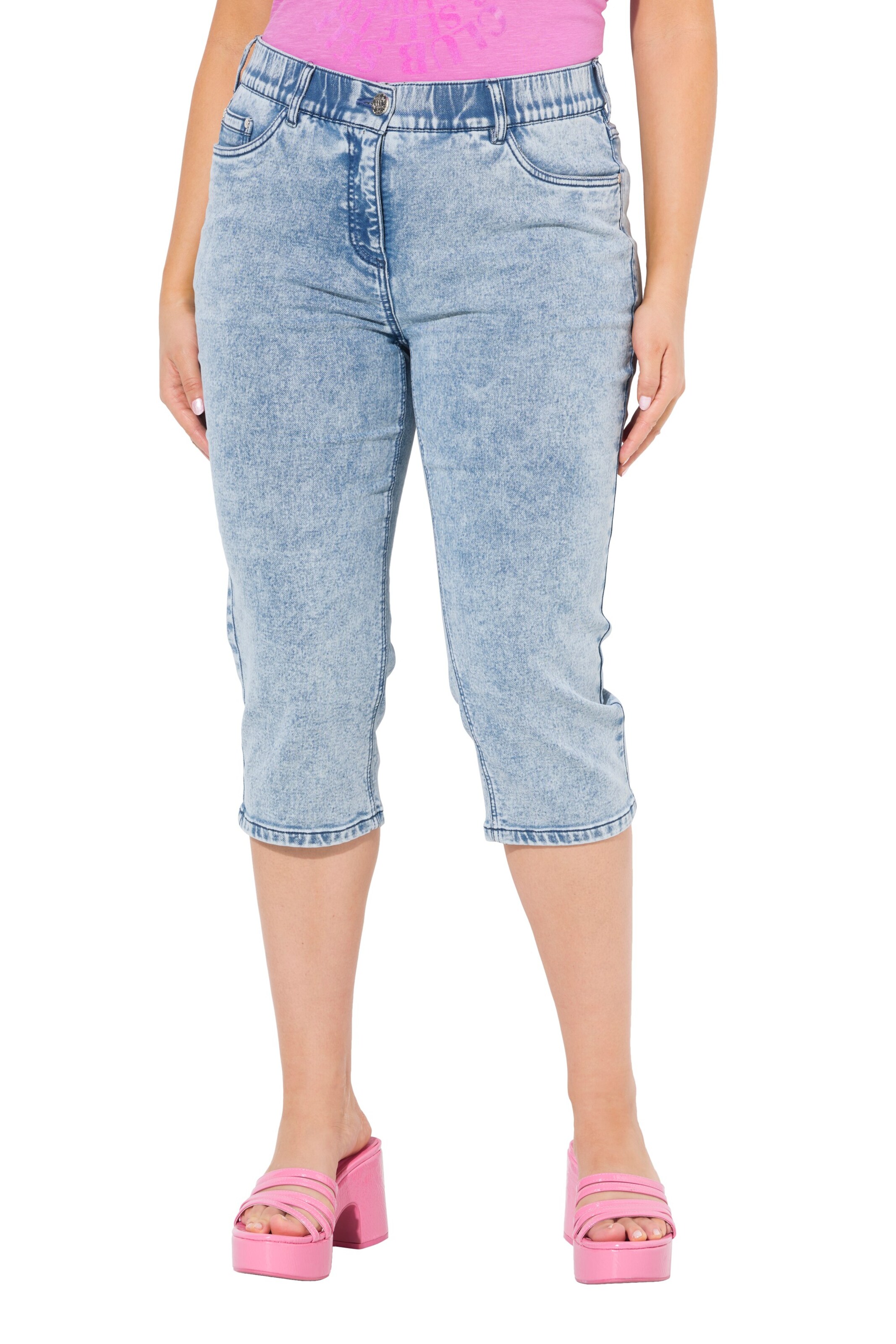 Ulla Popken Slimfit Jeans in Blauw: voorkant