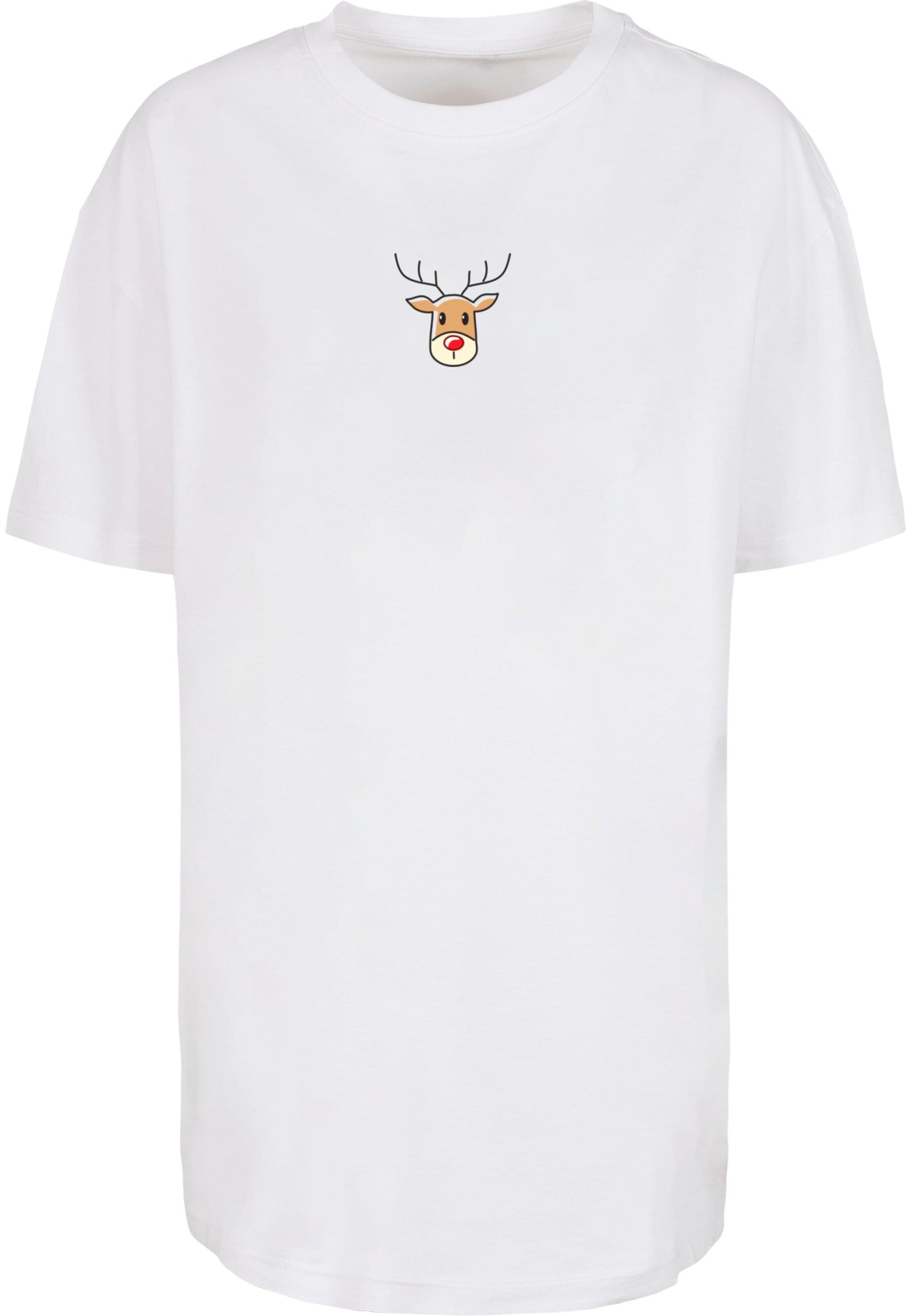 Merchcode Shirt 'Christmas Cute Deer' in Wit: voorkant