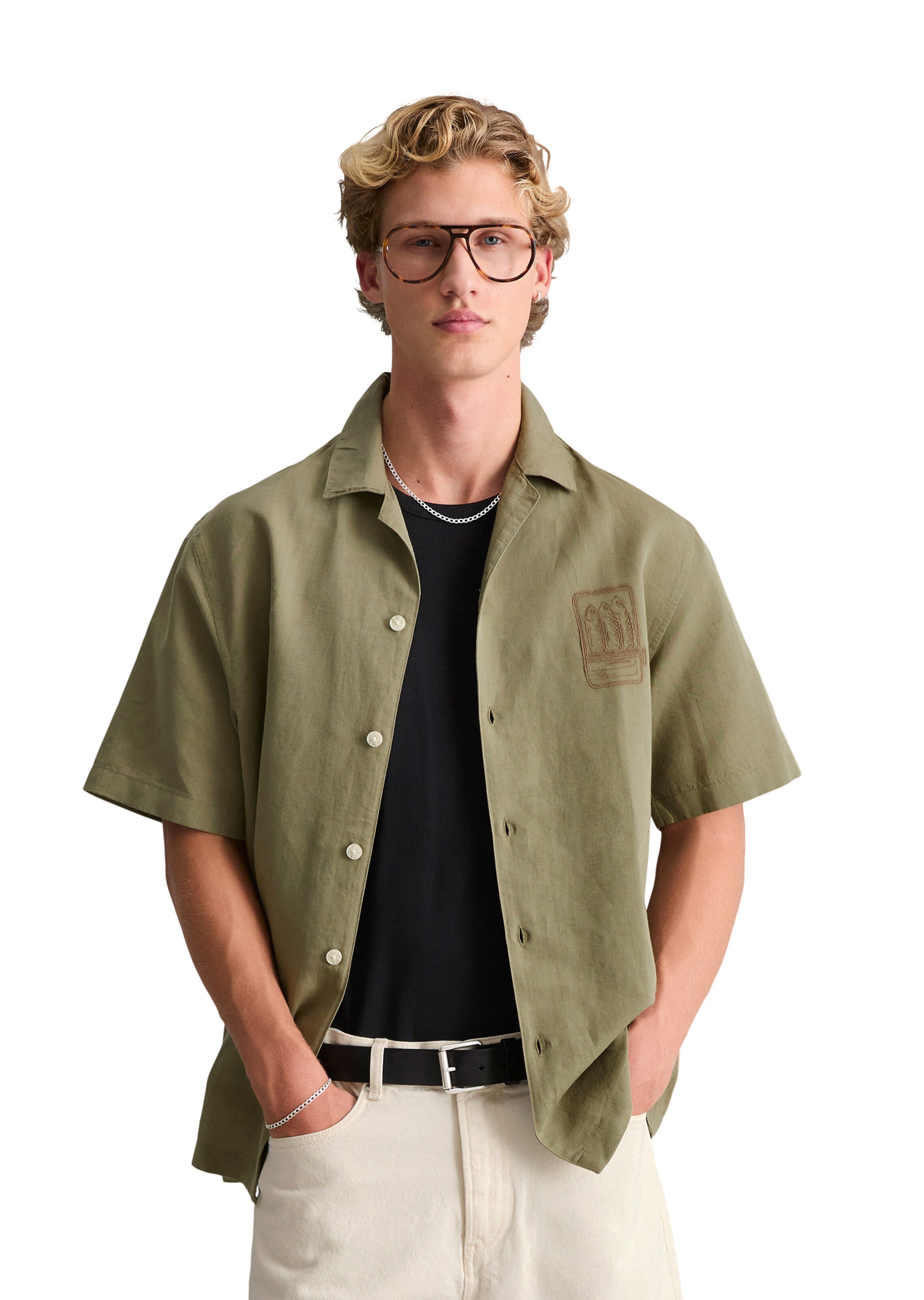 Marc O'Polo DENIM Regular fit Overhemd in Groen: voorkant