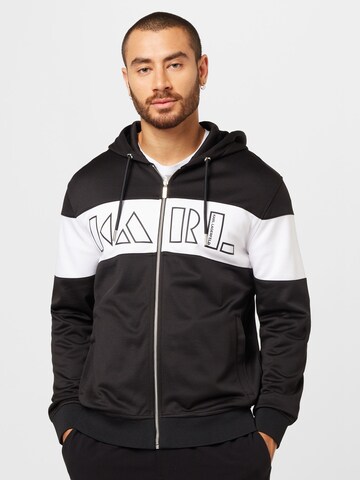 Karl Lagerfeld Zip-Up Hoodie in Black: front