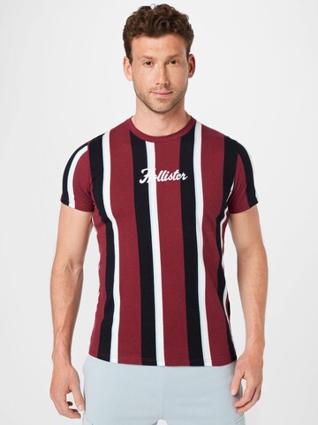 HOLLISTER Shirt 'CREW VERTICAL STRIPES' in Rood: voorkant