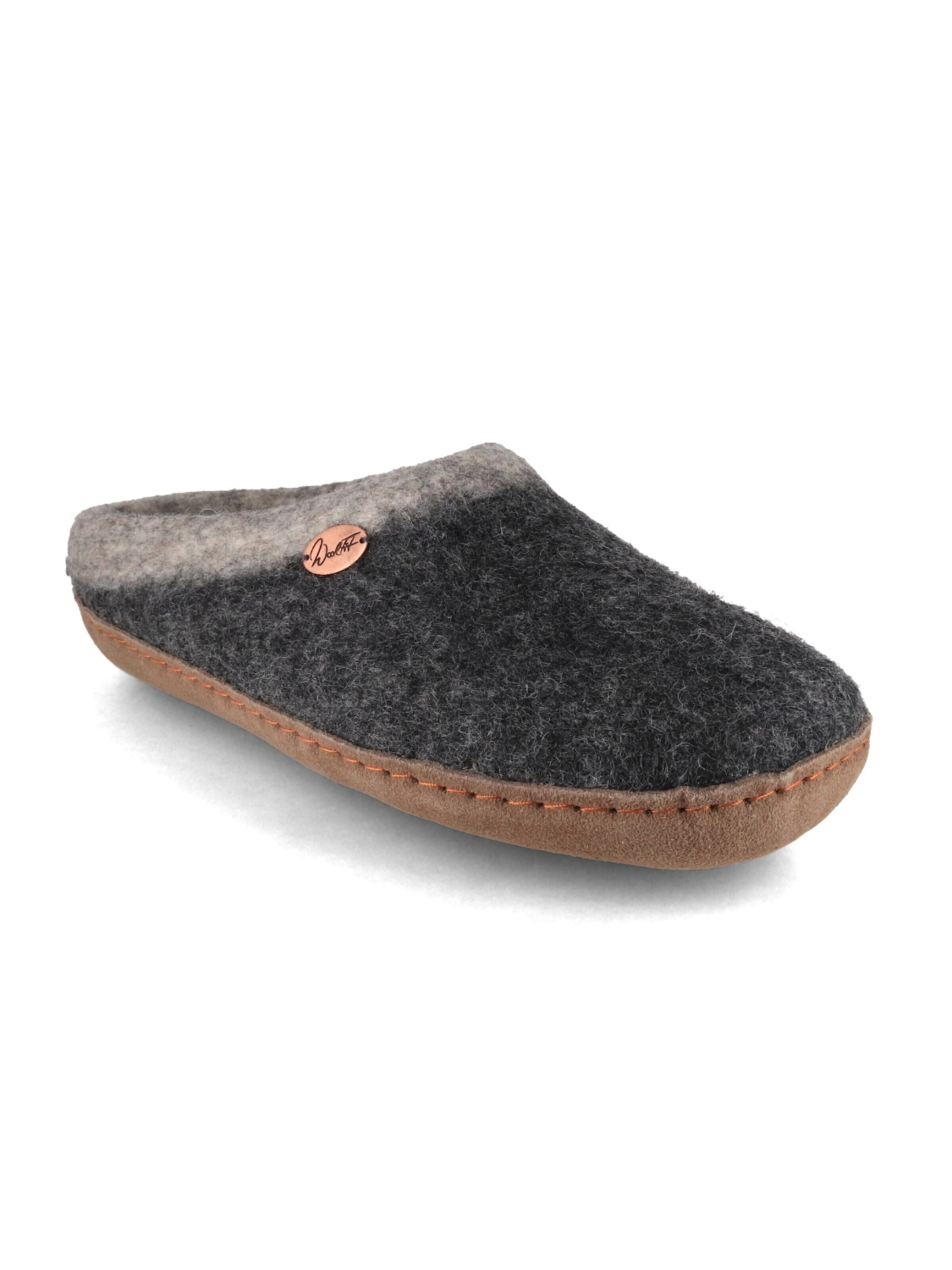 WoolFit Hausschuh 'Sherpa'‌‌‌‌‌ in Grau: Vorderseite