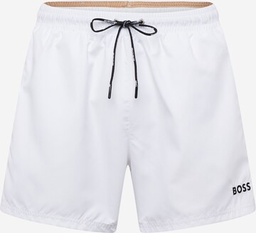 BOSS Board Shorts 'Dogfish' in White: front