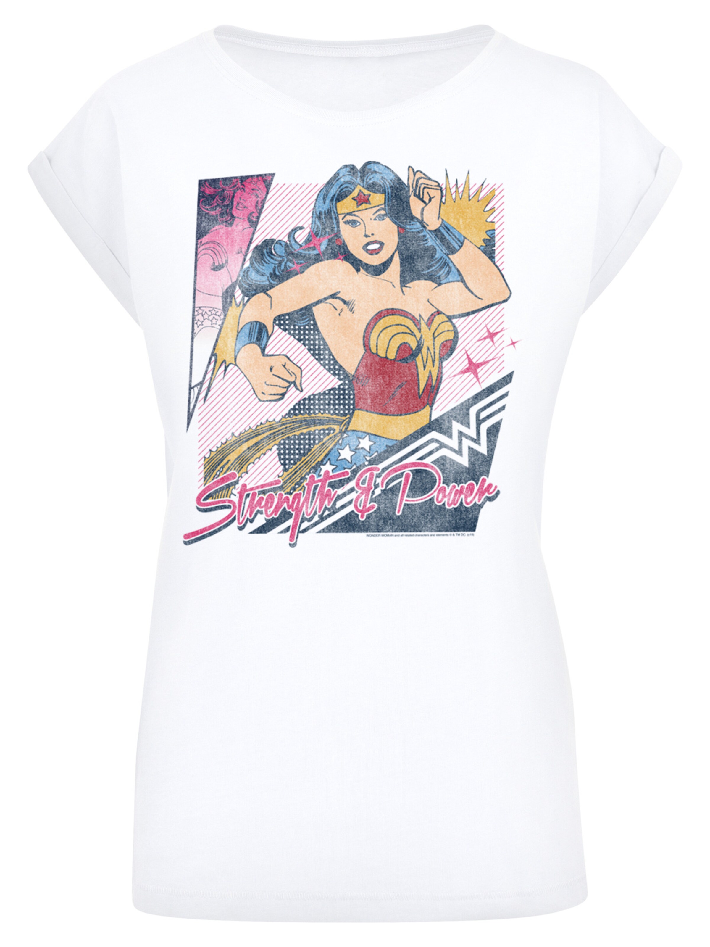 F4NT4STIC Shirt 'DC Comics Wonder Woman Strength & Power' in White: front