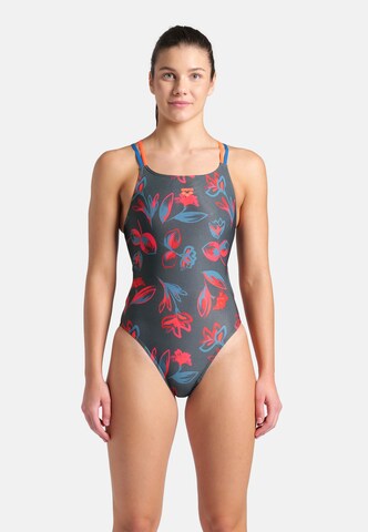 ARENA Bustier Badedragt 'FLORAL' i grå: forside