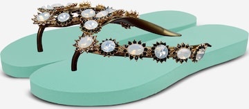 Uzurii Luxury Footwear Zehentrenner 'Pearl Monroe' in Grün: Vorderseite