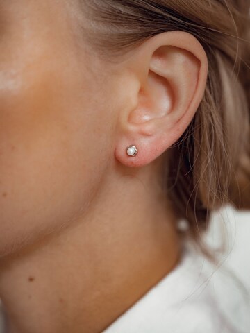 Hey Happiness Earrings 'Pearl Petal' in Silver: front