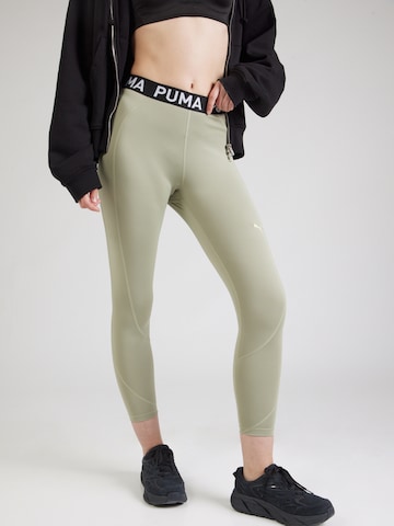PUMA Skinny Fit Спортен панталон 'Strong' в зелено: отпред