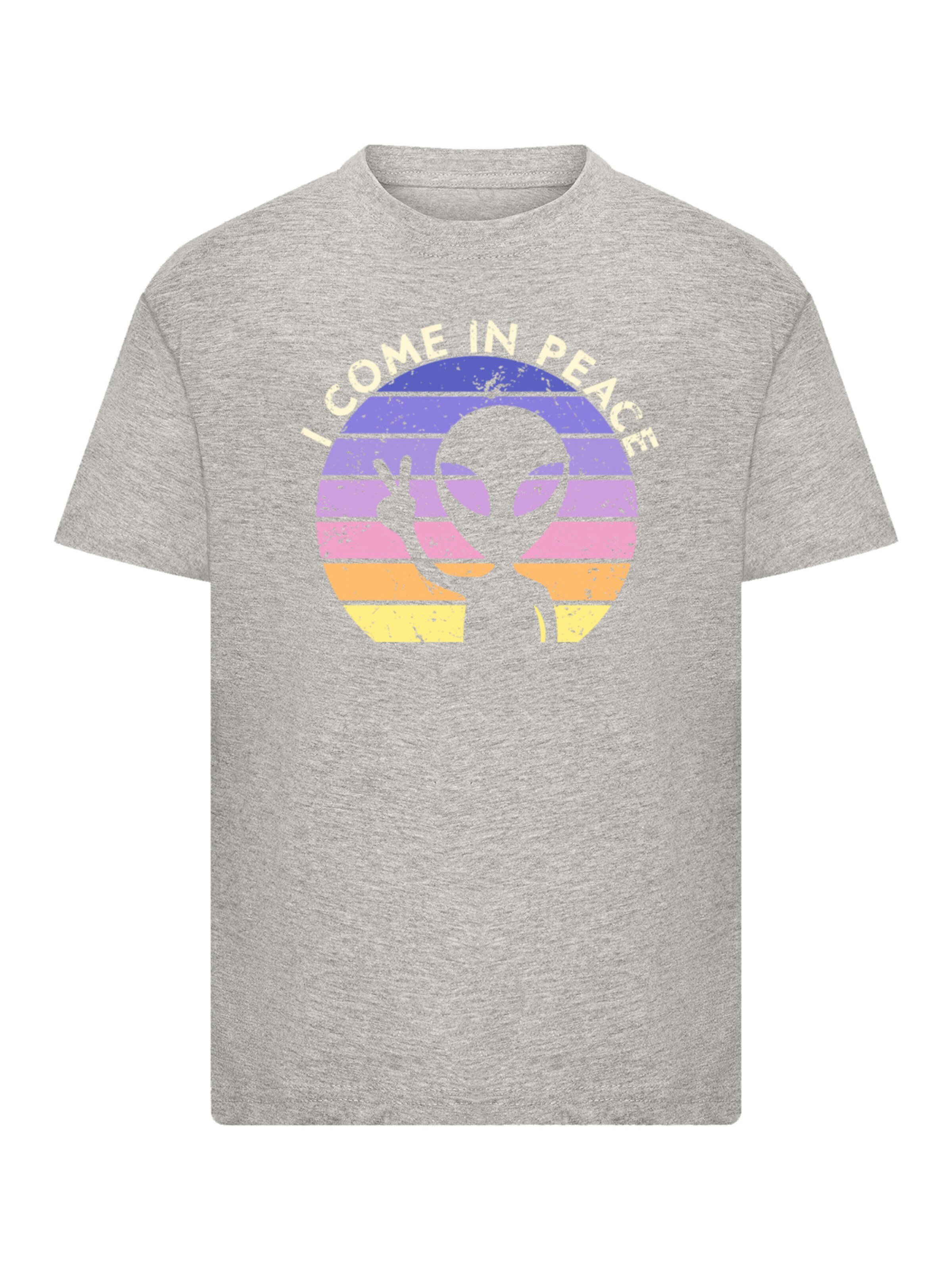 F4NT4STIC Shirt 'Alien Peace Sunset' in Grijs: voorkant