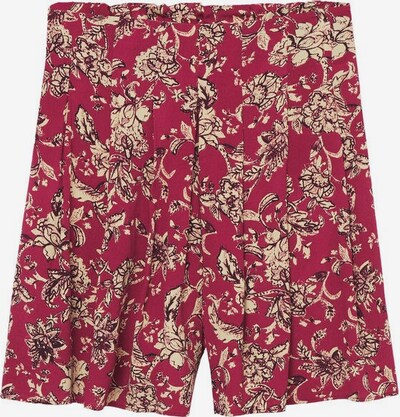 MANGO Bandplooibroek 'Bora' in de kleur Beige / Pastelrood / Zwart, Productweergave