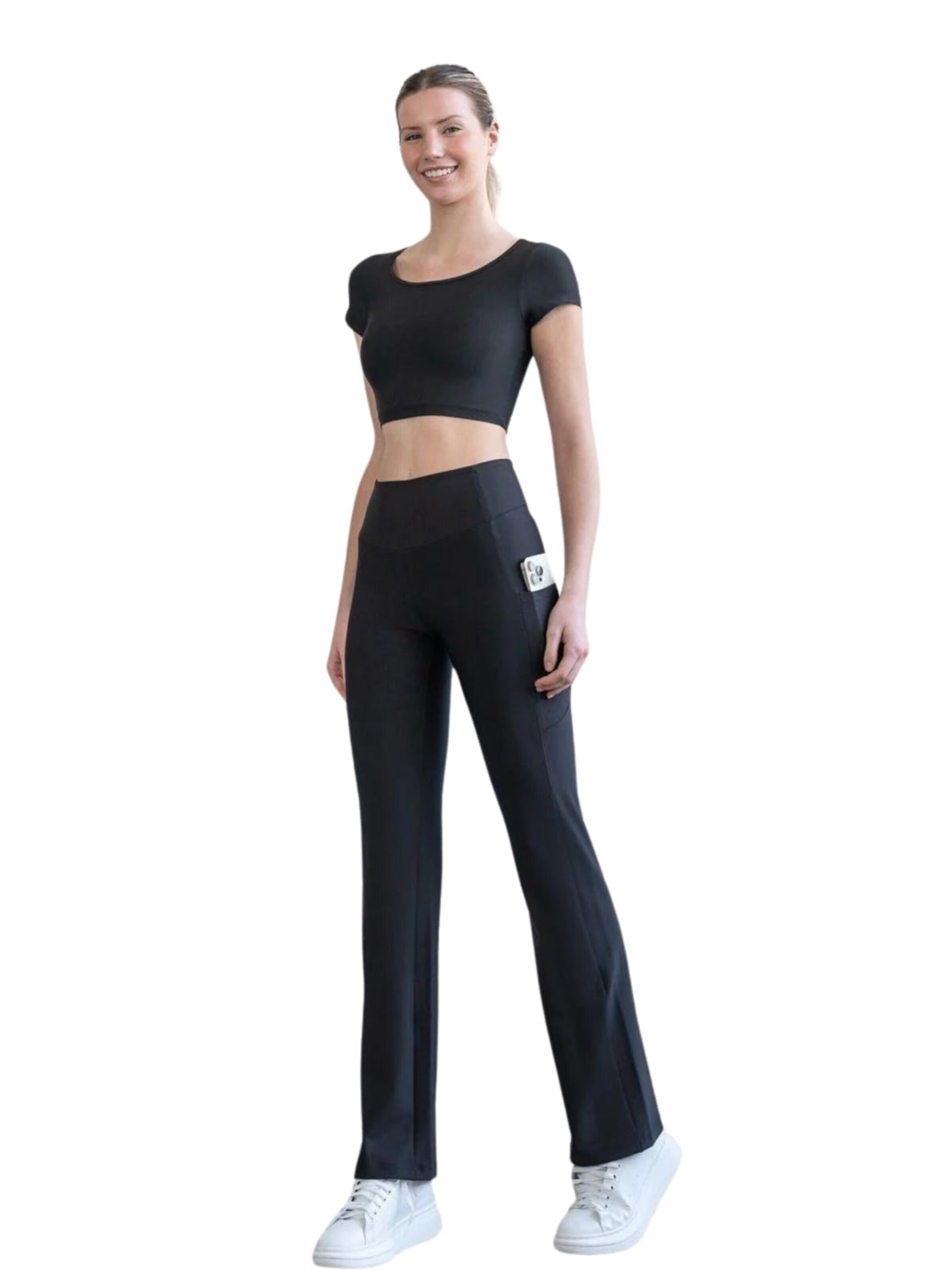 Lismina Slimfit Leggings '432 Pocket Schlagleggings'‌‌‌‌‌‌‌‌ in Schwarz: Vorderseite