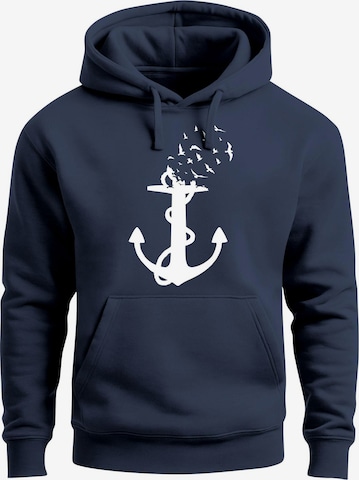 Neverless Sweatshirt 'Anker Vögel' in Blue: front
