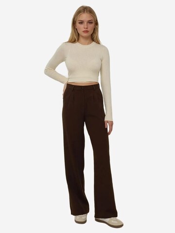 Hiccup Wide leg Bandplooibroek in Bruin