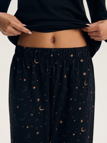 Henderson Pyjama 'Pyjama Set bequem Baumwolle 3/4-Arm V-Ausschnitt mit Print Gilly' in Zwart