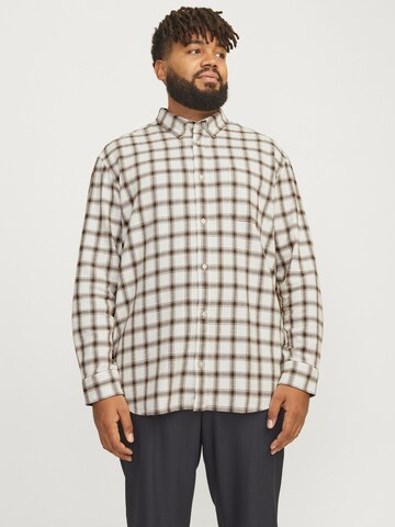 Jack & Jones Plus Regular Fit Hemd in Braun: Vorderseite