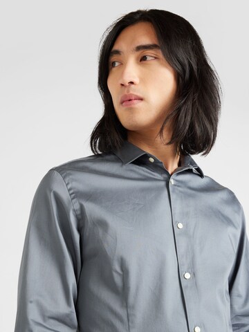 JACK & JONES Slim fit Button Up Shirt 'PARMA' in Grey