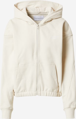 Calvin Klein Jeans Zip-Up Hoodie in White: front