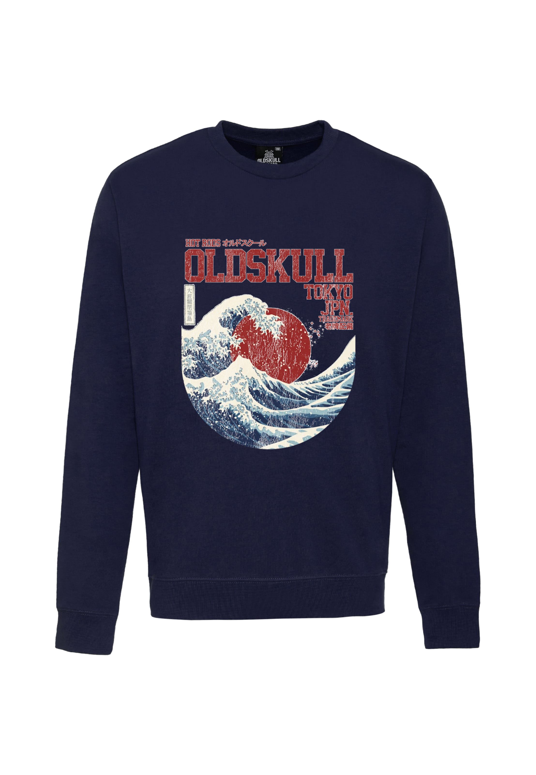 Oldskull Sweatshirt 'Asian Big W Vintage Logo Graphic' in Blau: Vorderseite