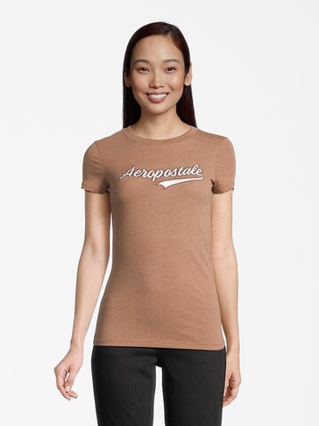 AÉROPOSTALE T-Shirt 'JKI SCRIPT TAIL' in Beige: predná strana