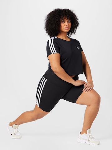 juoda ADIDAS PERFORMANCE Siauras Sportinės kelnės 'Essentials 3-Stripes High-Waisted '