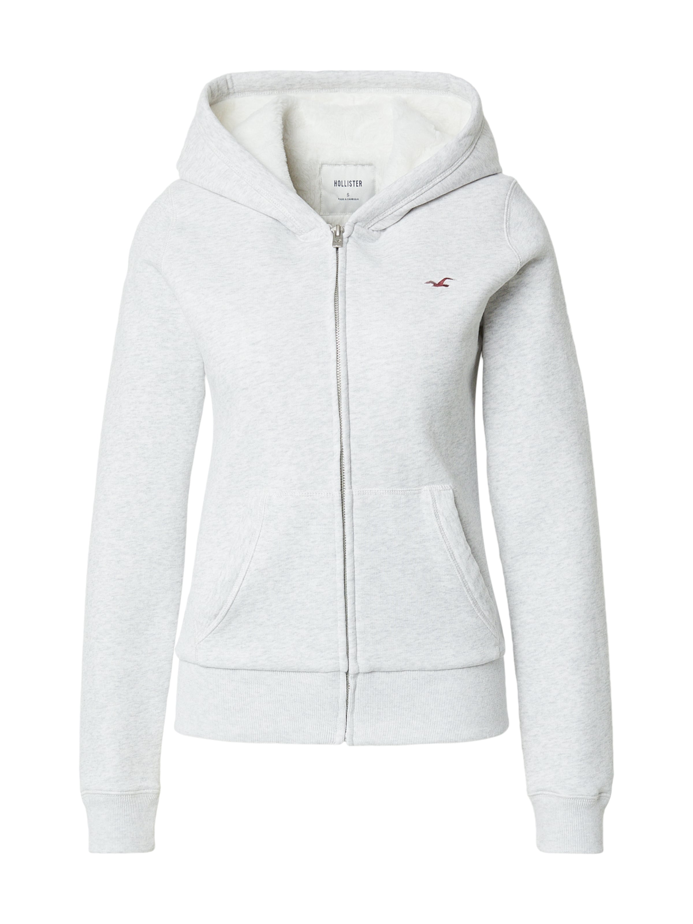 HOLLISTER Veste de survêtement en gris clair / bourgogne, Vue avec produit