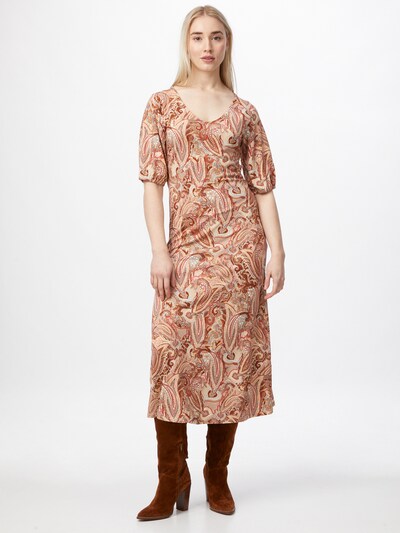Rochie Cream pe opal / maro / maro caramel / maro deschis / alb, Vizualizare model