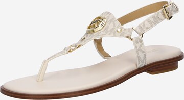 MICHAEL Michael Kors T-Bar Sandals 'CASEY' in Beige: front