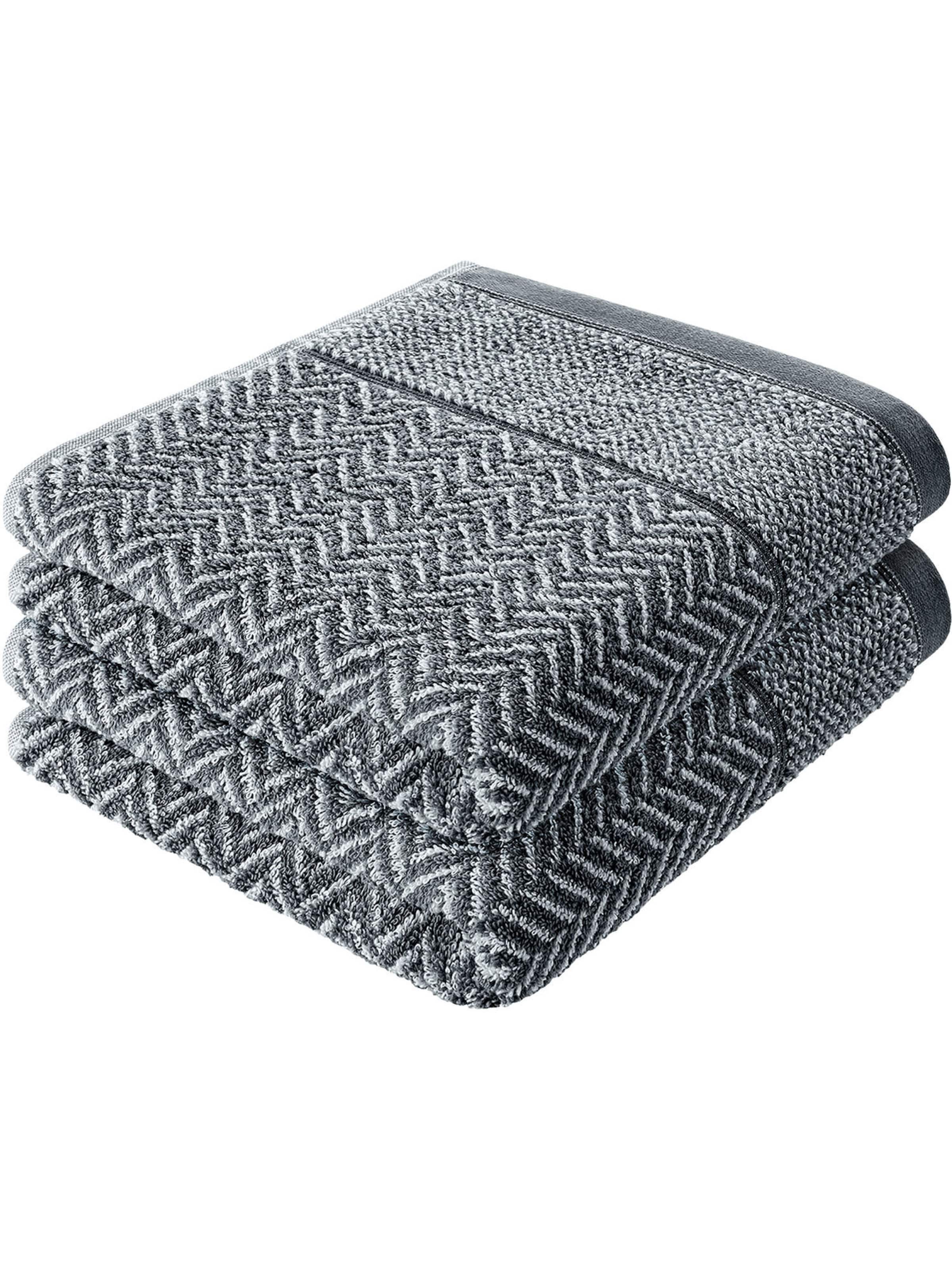 Herzbach home Handtuch Italian im 2er SET, Flächengewicht 500 gsm in Grau: Vorderseite