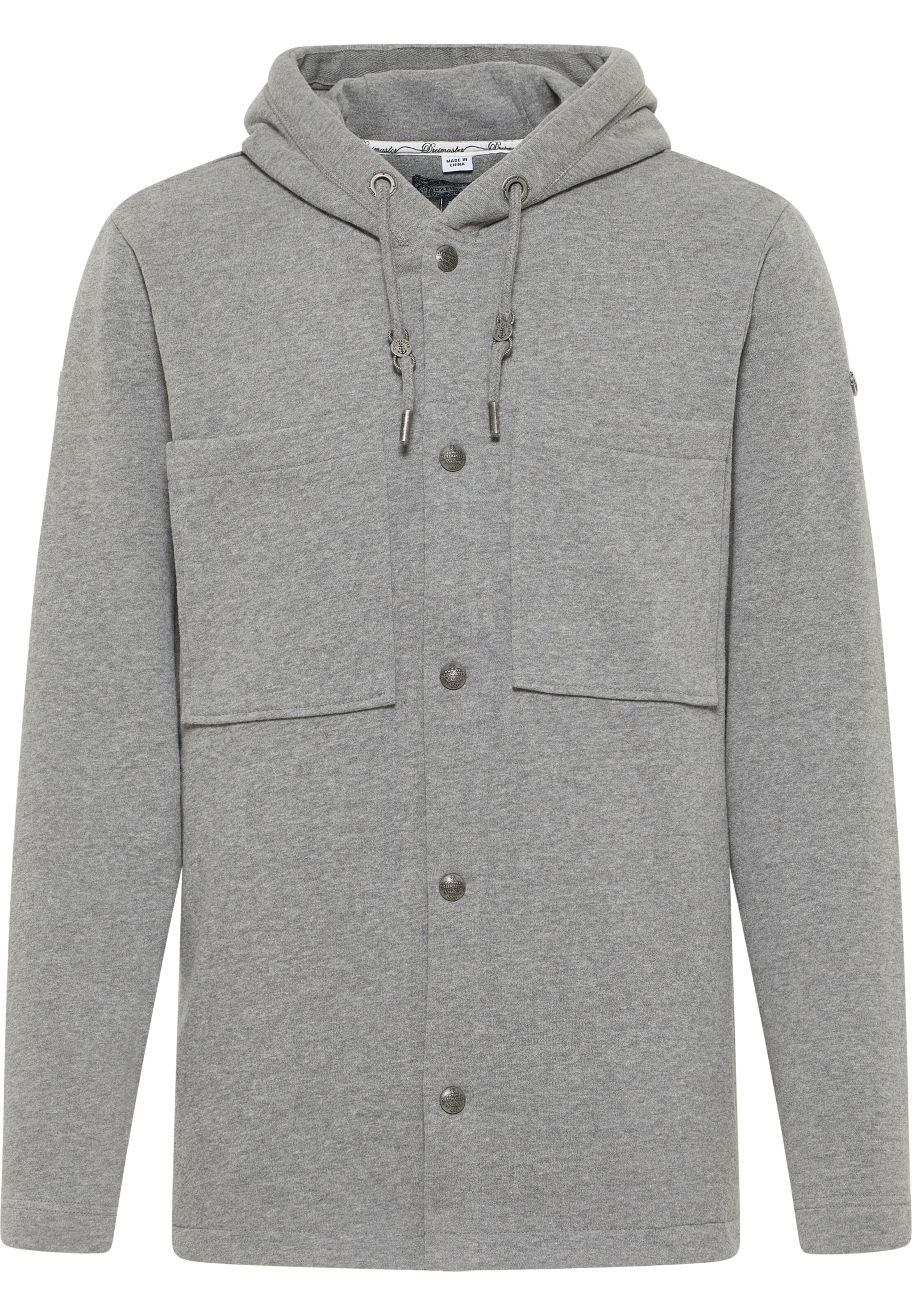 DreiMaster Vintage Jopa na zadrgo 'Takelage' | siva barva: sprednja stran