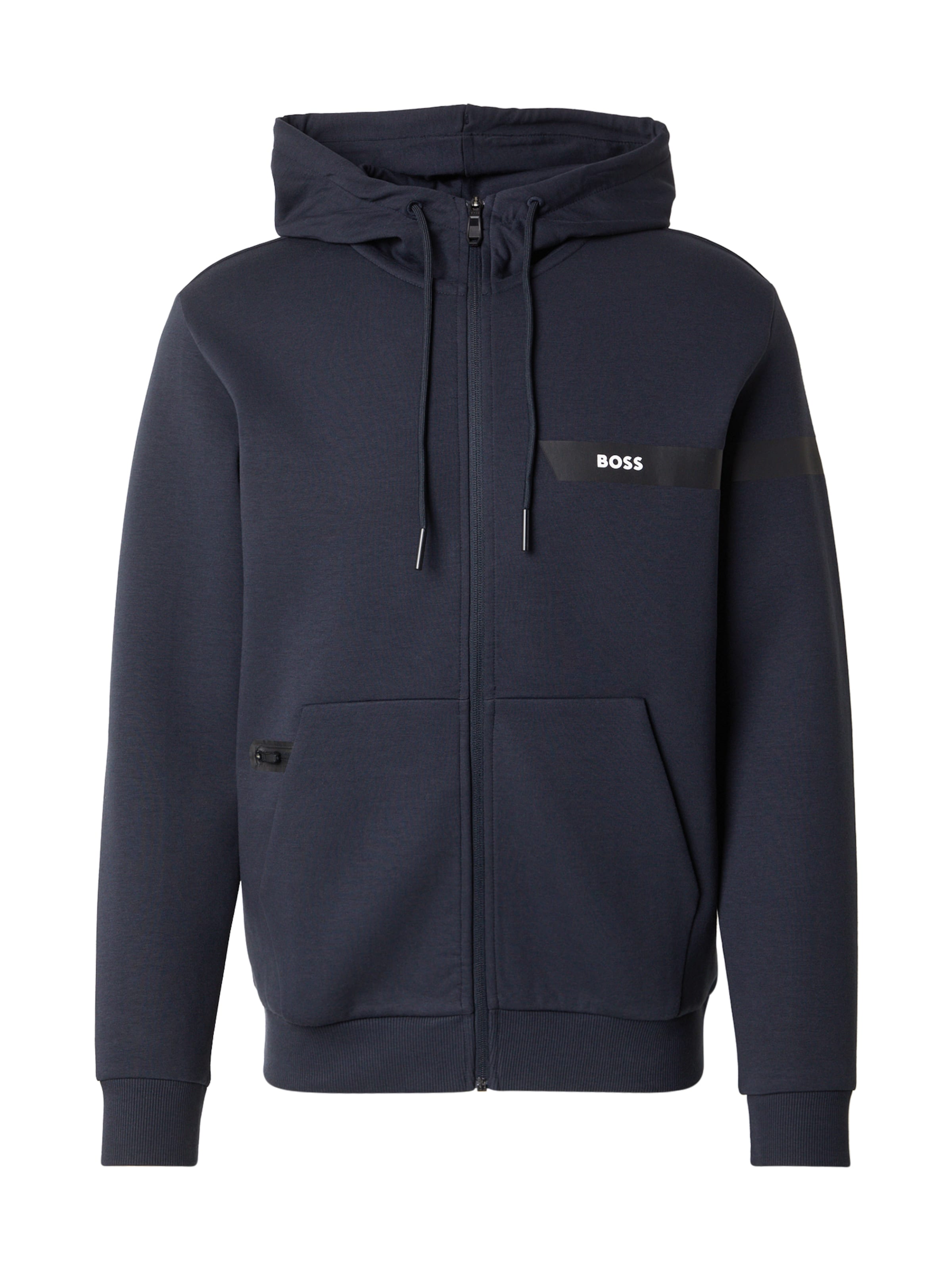 BOSS Суичъри с качулка 'Saggy' в синьо: отпред