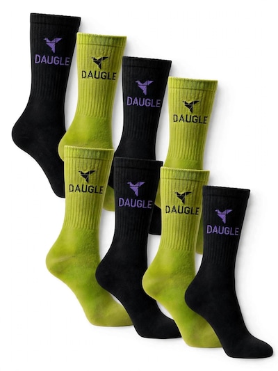 DAUGLE Sportsocken 'Daugle Unisex Crew Socks 2-Pack (Lime, Black)'‌‌‌‌‌‌‌ in 19-55 in oliv / schwarz, Produktansicht