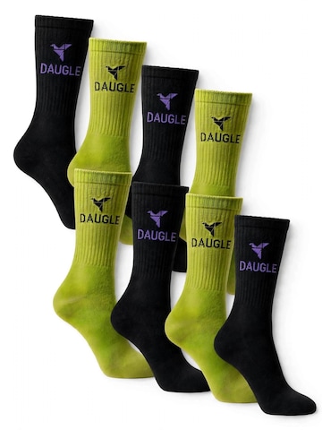 DAUGLE Athletic Socks 'Daugle Unisex Crew Socks 2-Pack (Lime, Black)' in Green: front