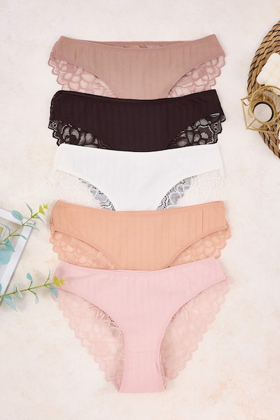 Trendyol Panty in S in Brocade / Mocha / Dark brown / Rose / White, Item view