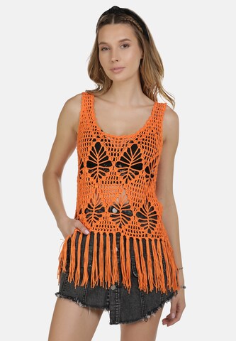 IZIA Knitted Top in Orange: front