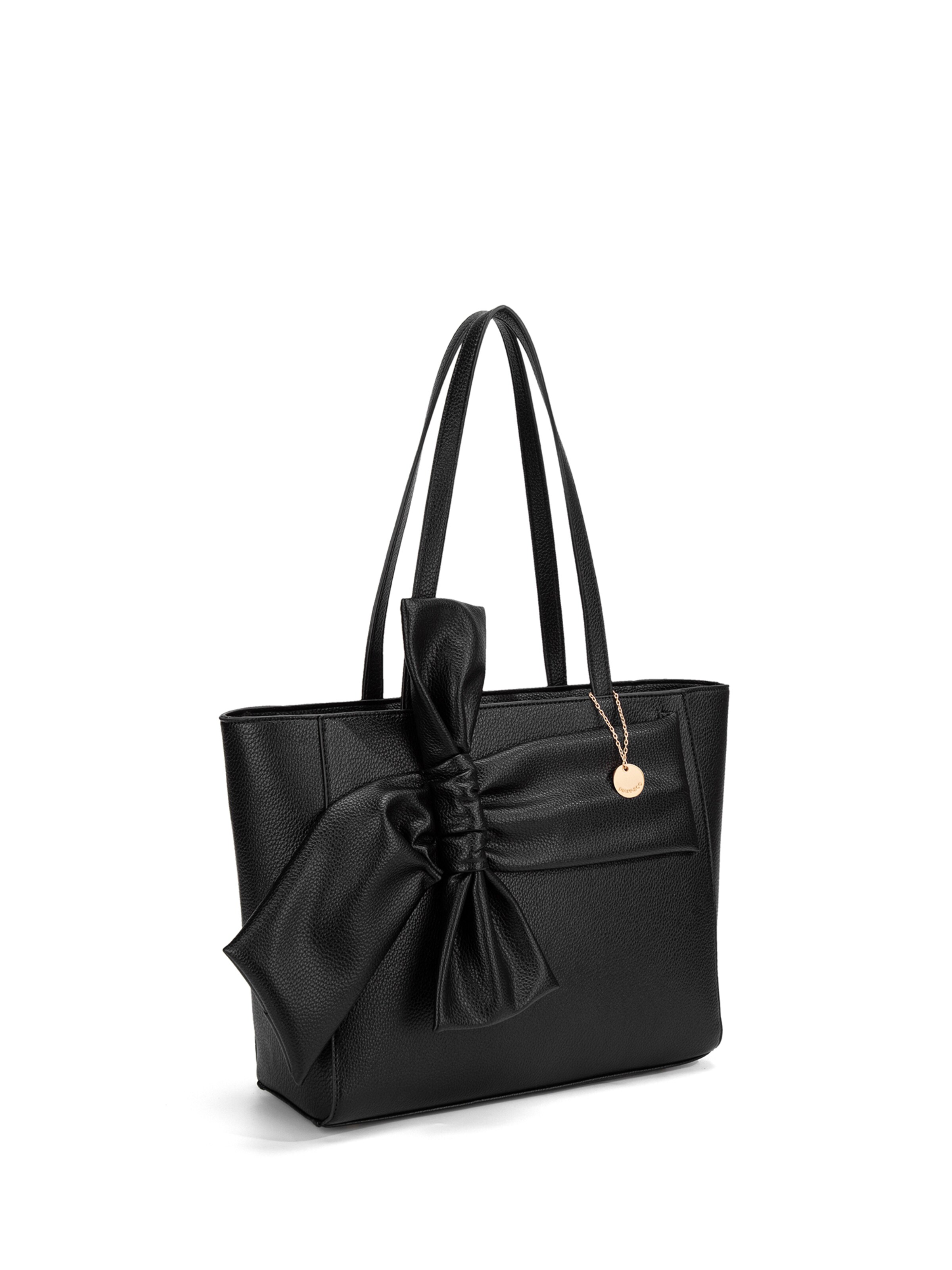 Borsa a spalla 'Borsa a Spalla Donna Velvetine Elite - Pelle Vegana PU con Fiocco' di Diana&Co. in nero