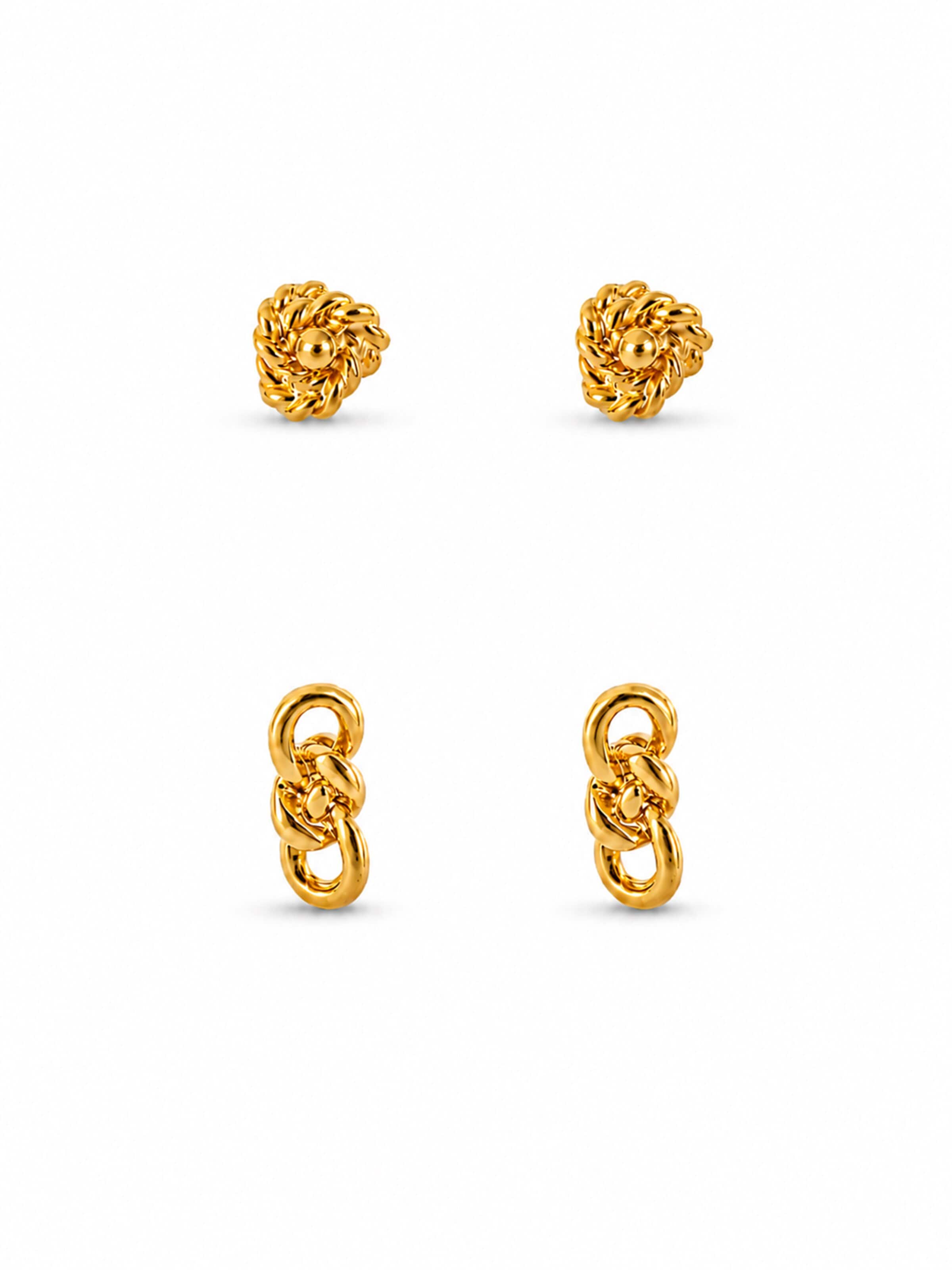 RteRme Earrings 'Bow and Rope Knot  Earring Set Gold' in Gold: front