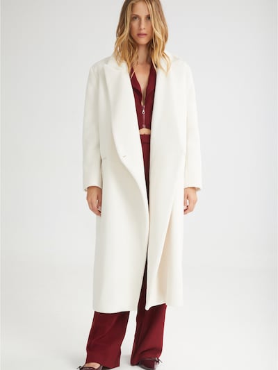 Demisezoninis paltas iš 4TAILORS, spalva – vilnos balta, Prekių apžvalga