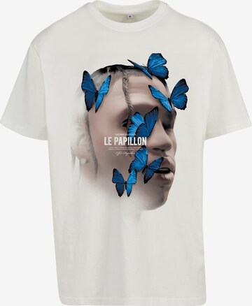 Tricou 'Le Papillon' de la MT Upscale pe alb: față