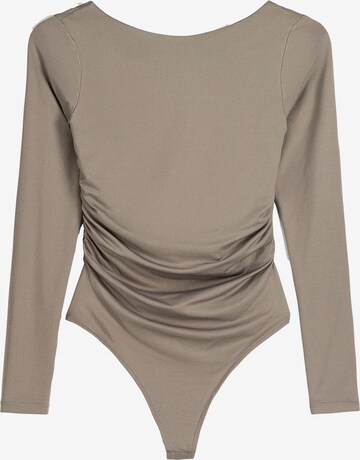 Bershka Shirt Bodysuit in Grey: front