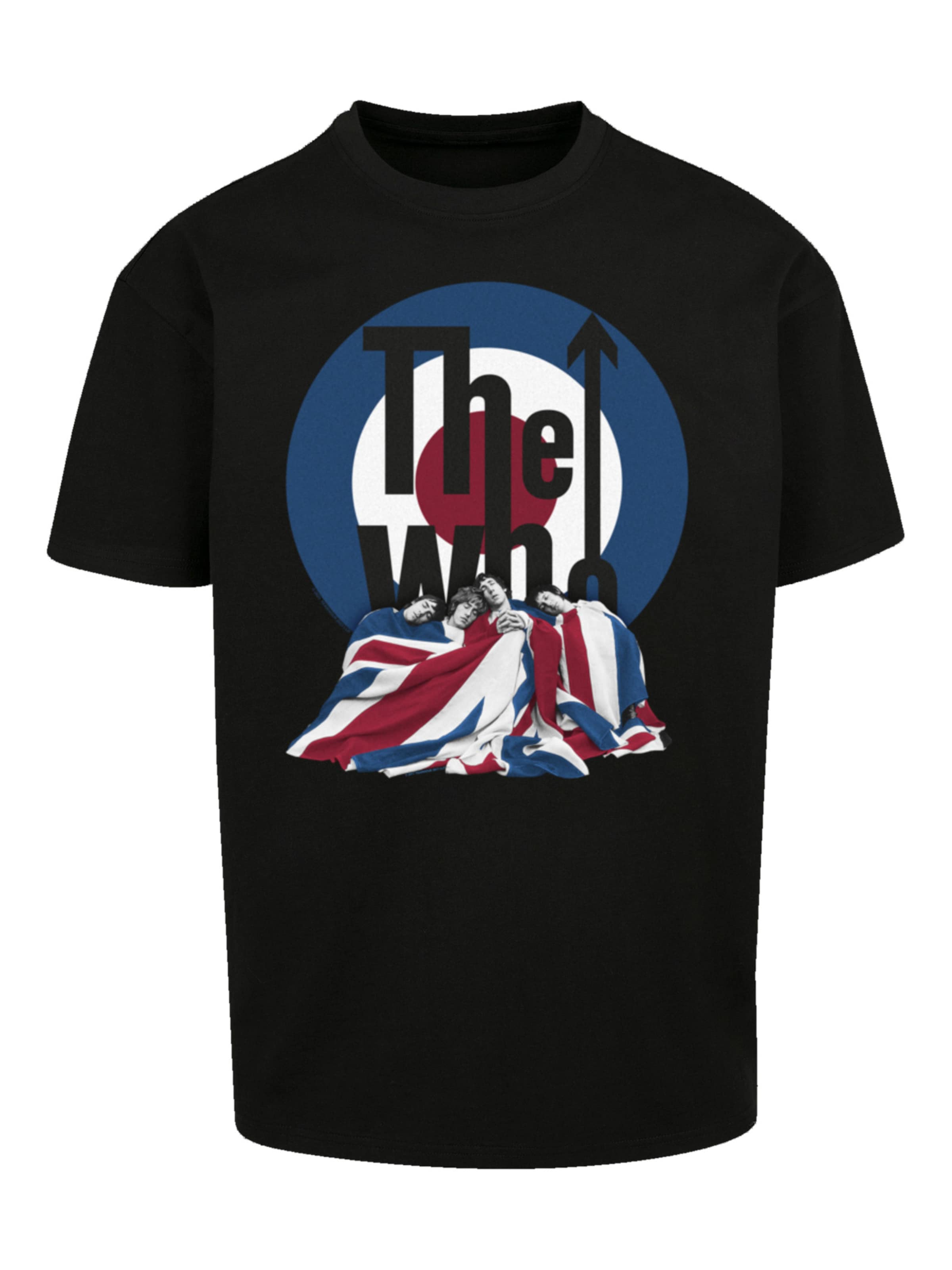 F4NT4STIC Shirt 'The Who Flag Blanket' in Zwart: voorkant