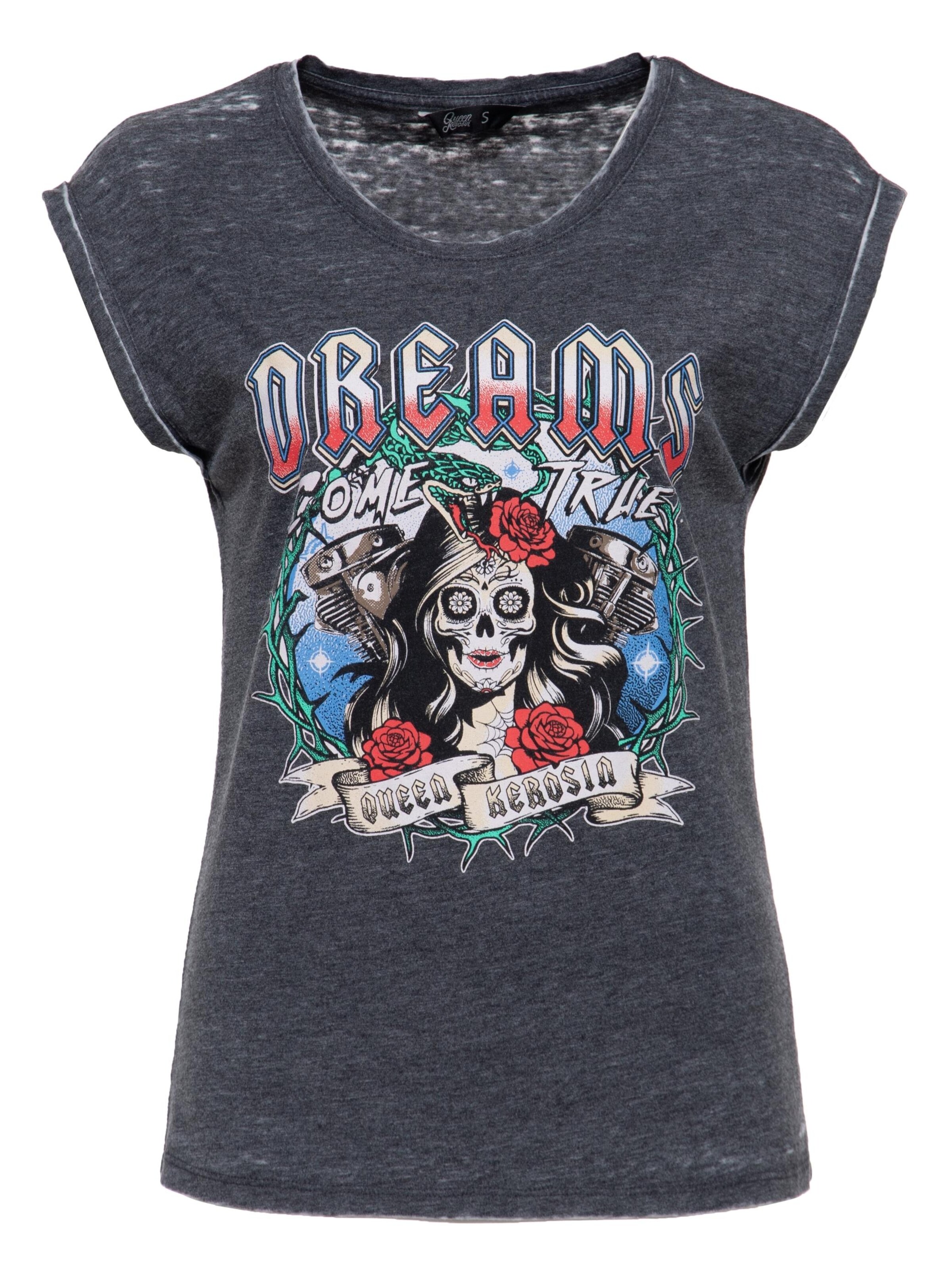 Queen Kerosin Shirt 'Dreams Come True' in Grey: front